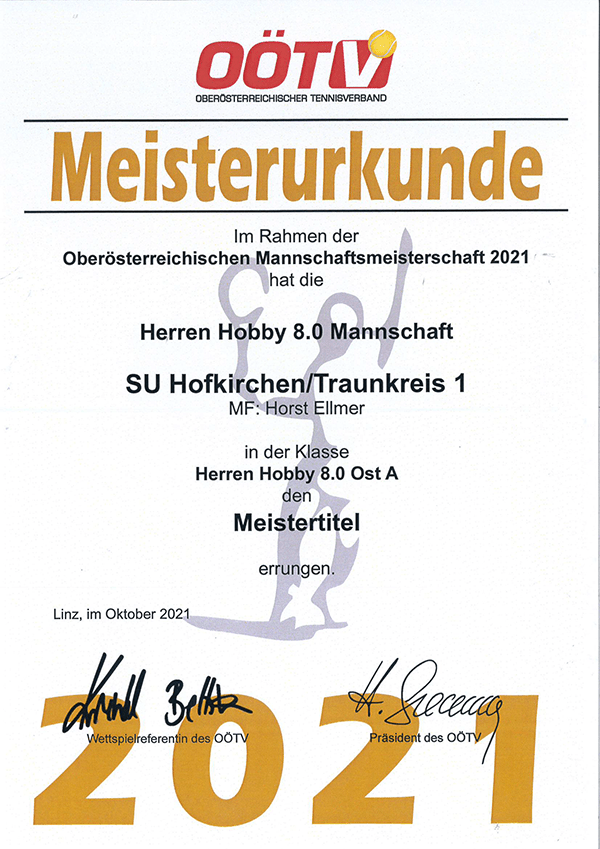 Meisterurkunde Hobby 8,0